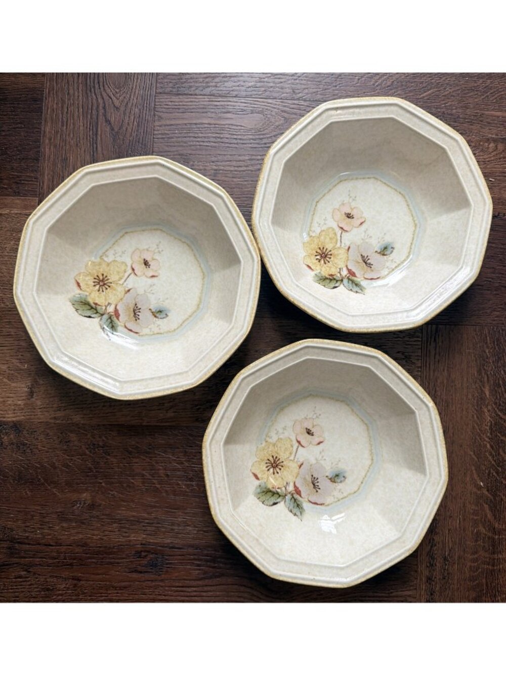 Mikasa Avante Firenze Soup Cereal Bowls Floral Japan FE 902 - 7 5/8" Set of 3